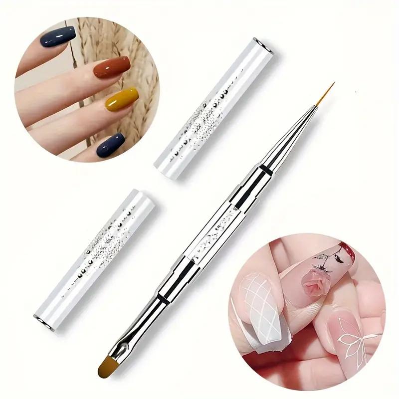 

1pc Dual-Ended Nail Art Brush with Rhinestone Handles French Manicure & Builder Nail Gel Liner Brushes Nail Art Tools for Salon*