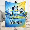 Bluey Sports Adventure Customize Your Name Blanket Gift Personalized Blanket Ultra-Soft Great for Seaside Couch Bed Home Decor Four Seasons Universal