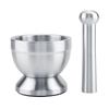 Stainless Steel Mortar and Pestle Set Kitchen Mortar Pestle Manual Grinder for Garlic with Silicone Lid Ergonomic Non-Slip Grip