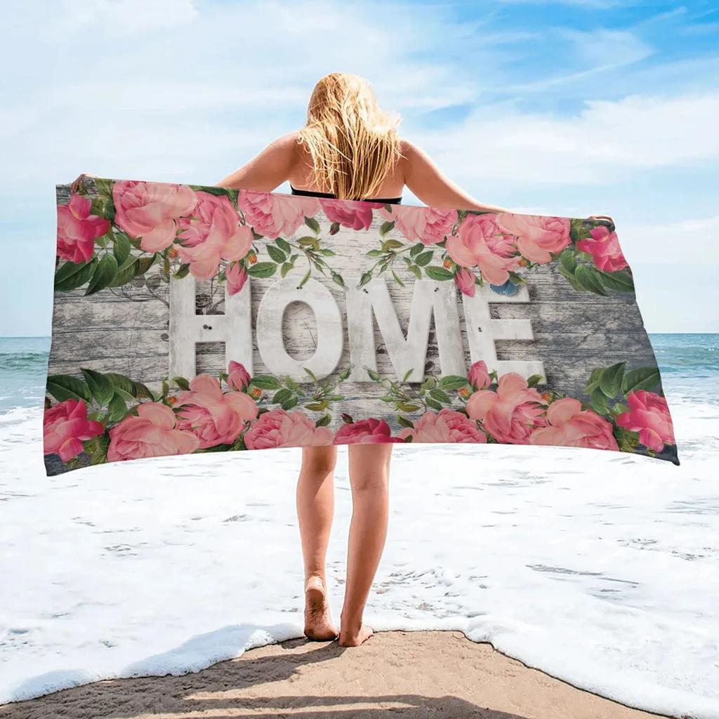 Floral Beach Towel Microfiber Quick Dry Botanical Flower Bath Towel Oversized Sand Free Travel Swim Towels Gift for Women Girl