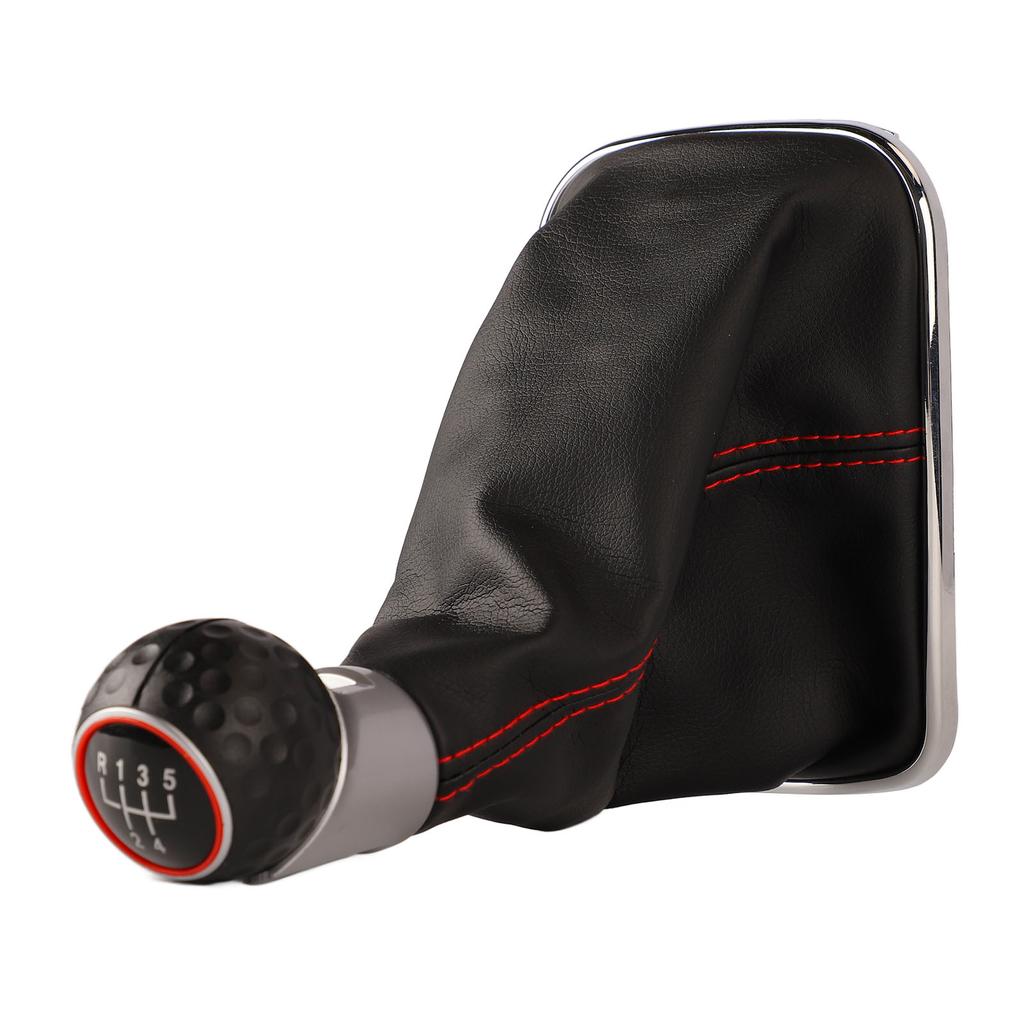Car Shift Knob Boot 5 Speed Red Stitching Comfortable Touch Auto Gear Shifter Boot Cover Replacement for Bora