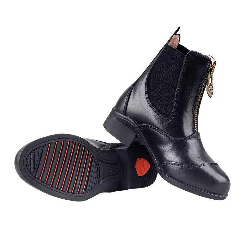 Equestrian Cowhide Ankle Boots with Zipper Size 30