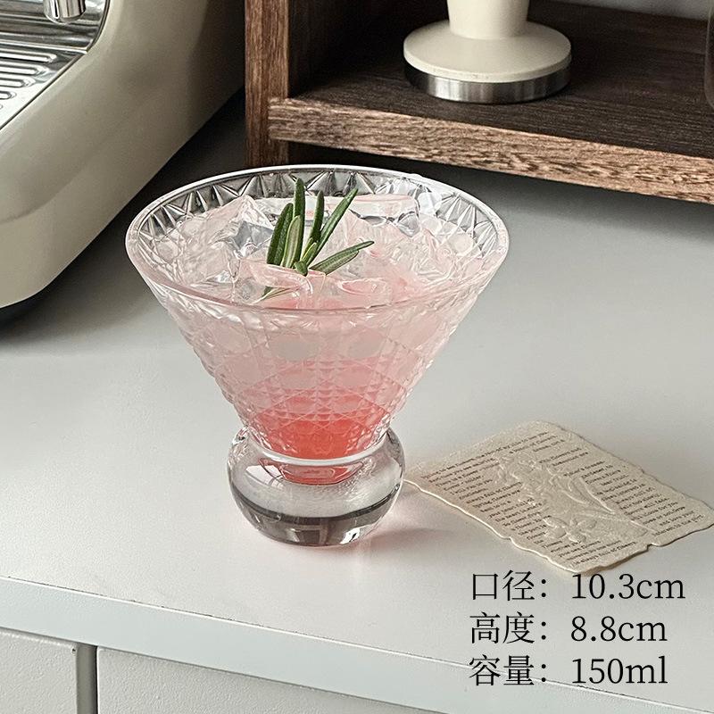 Thin Rim Cocktail Glass Vintage Style for Martini Whiskey Gin Tonic Home Bar Essential Drinkware Set Modern Party Barware