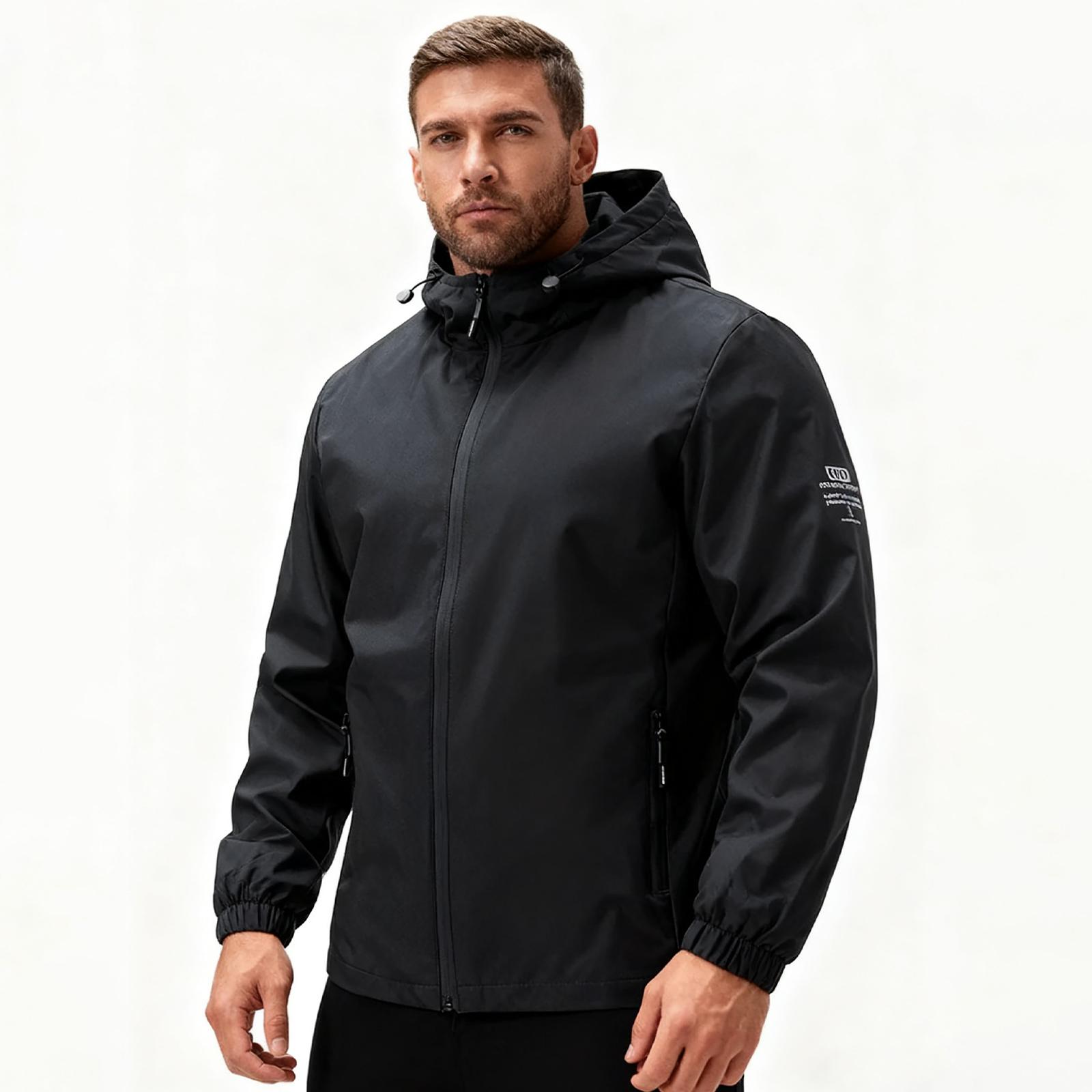 

Men S Loose Jacket Fashionable Multi Pocket Hooded Jacket L чорний