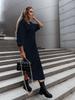 2024 Autumn Fashion Women's Loose Fit Solid Color Slit Shirt Dress