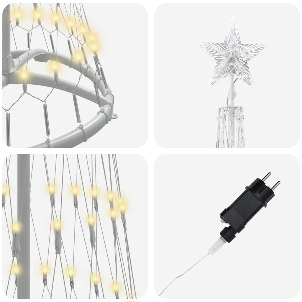 LED Christmas Tree Warm White 51 x 51 x 190 cm Metal