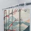 Elegant Japanese Style Shower Curtain With Mount Fuji And Cherry Blossoms - Waterproof And Durable Home Decor Essential