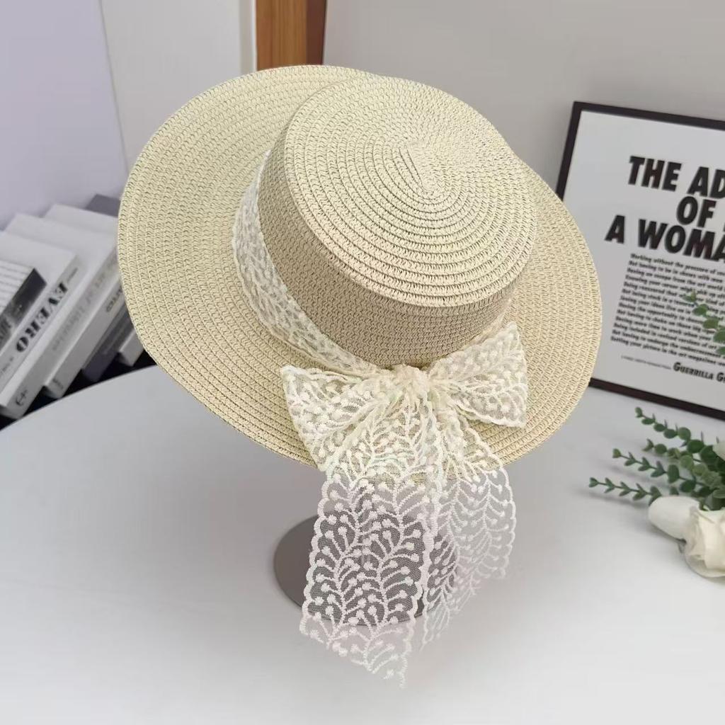 Summer French Big Brim Sun Hat Women's Fashion Ins Seaside Sun Protection Straw Hat Pastoral Pearl Face Small Sun Hat