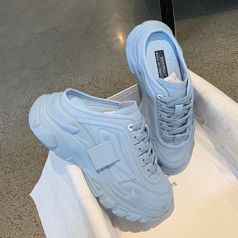 Тапочки женские новые повседневные туфли на платформе ленивые женские верхние туфли — фото 5