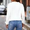 Women's Casual Loose Fashion Solid Color Ribbed Long-Sleeved Pullover Top
