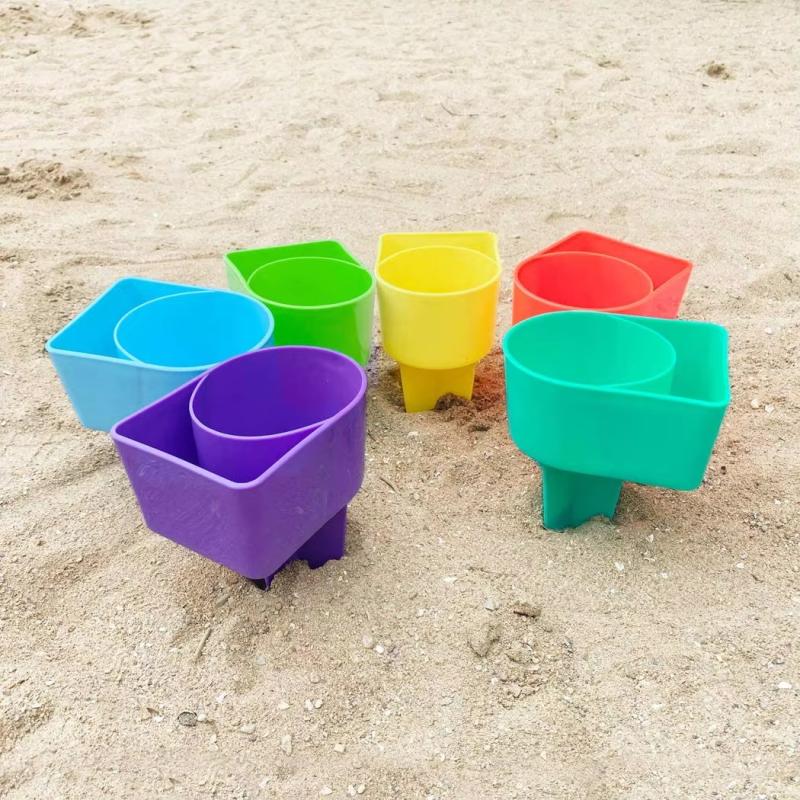 Portable Outdoor Drink & Phone Holder Organizer With Ground Stake Functional Storage Rack For Camping