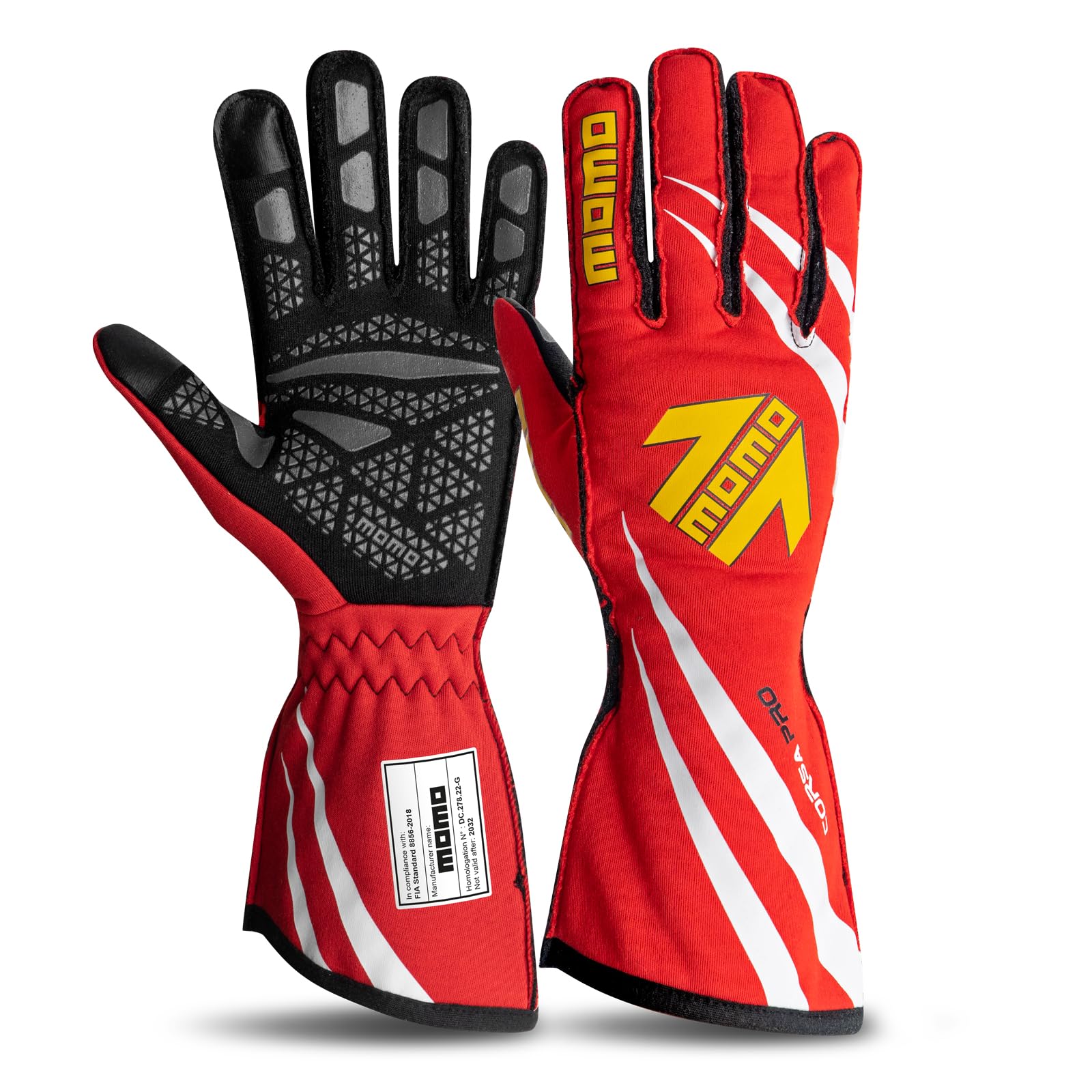 

MOMO CORSA PRO Racing FIA Size 10 Touchscreen Compatible Gloves, 8856-2018 Approved, Red, (L),