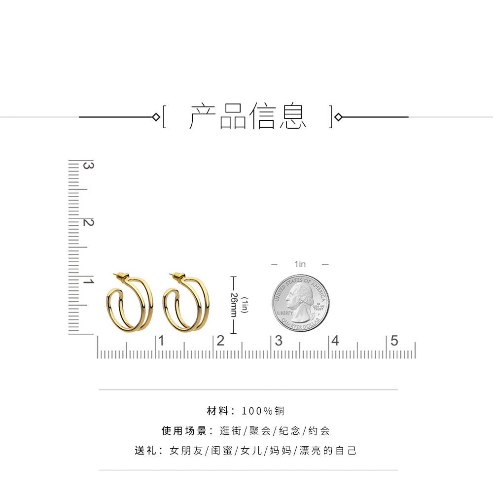 Earrings European and American style Japanese and Korean fresh and exaggerated earrings autumn and winter retro c-shaped stainless steel earrings