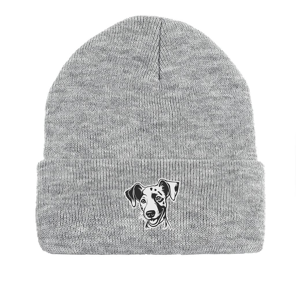Dog Picture Print Knit Cap Beanie, Animal Woman Cap Windproof Fit Hip Hop Bobble Hat Knitted Hat Beanie