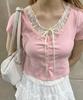 WEGO PHILLY Lace Layered Faux Summer Girly Size Pink Cardigan, Cardigan, Women's, F,