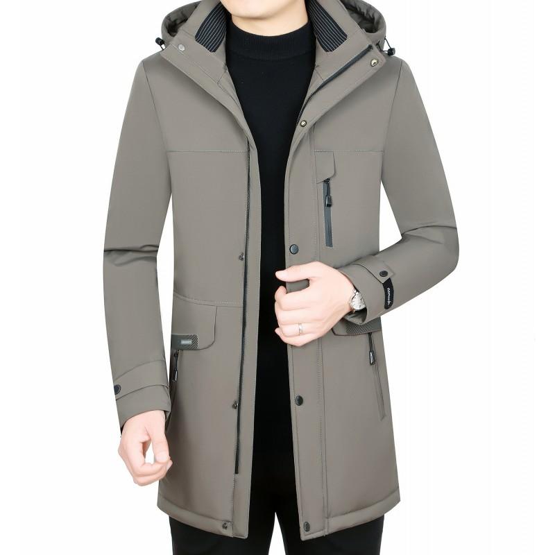 Mens Short Down Jacket Winter Warm Hooded Parka Middle-Aged Men Slim Fit Black Gray Coffee Navy