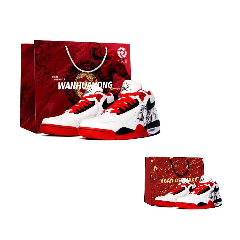 

Nike Flight Legacy Slip Resistant Abrasion Resistant Mid top Vintage Basketball Shoes Unisex Red White Black BQ4212-100(team113-S-BOX) 39