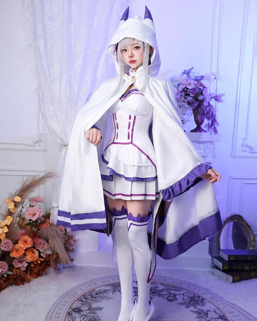 Emilia Cosplay Cape from Adult Costume for Cultural and Stage Performances Cape Size [Excellent Quality] ReZero, Festivals, Events, (Emilia Only, S)