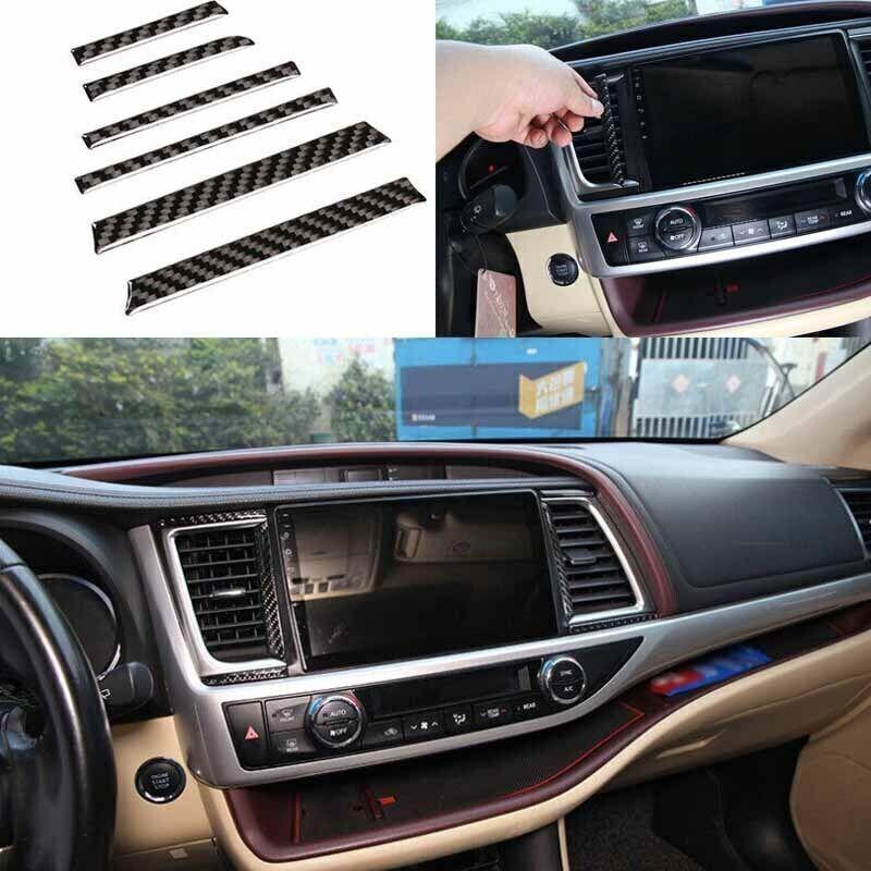 For Toyota Highlander 2014- Real Carbon Fiber Middle Air Outlet Vent Trim 6X