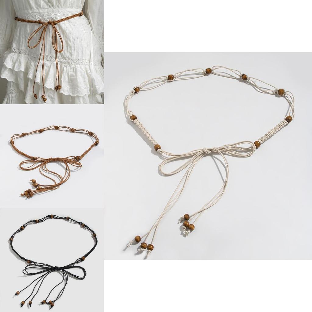 Bohemian Ethnic Design Genuine Leather Waist Rope For Women With Handmade Tie Knot
