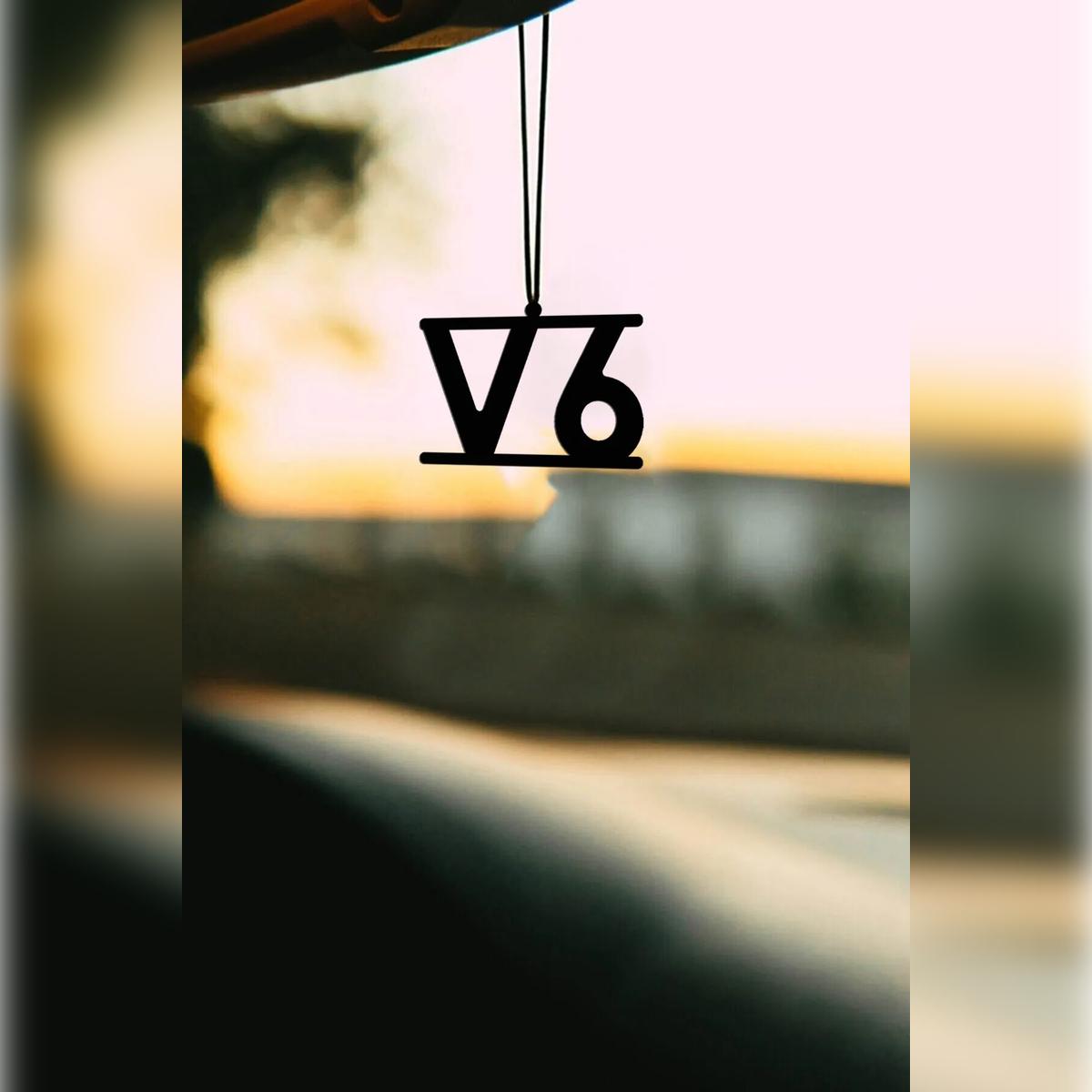 

Metal V6 Motif Rearview Mirror Ornament Car Accessory Hanging Decoration