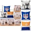 Kids Room Decorative Pillowcase With Cartoon Cat Pattern For Comfortable Rest