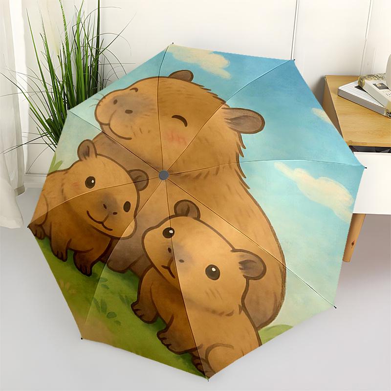 

Capybara Themed Travel Umbrella-8 Ribs Automatic Opening and Closing, Portable Folding Design, Compact and Stylish Umbrella Suitable for Out