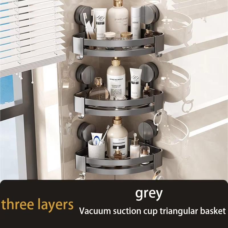 Bathroom Suction Cup Type Storage Rack Without Punching Tripod Rack Toilet  Wall Corner Wall Hanging Storage Shelf