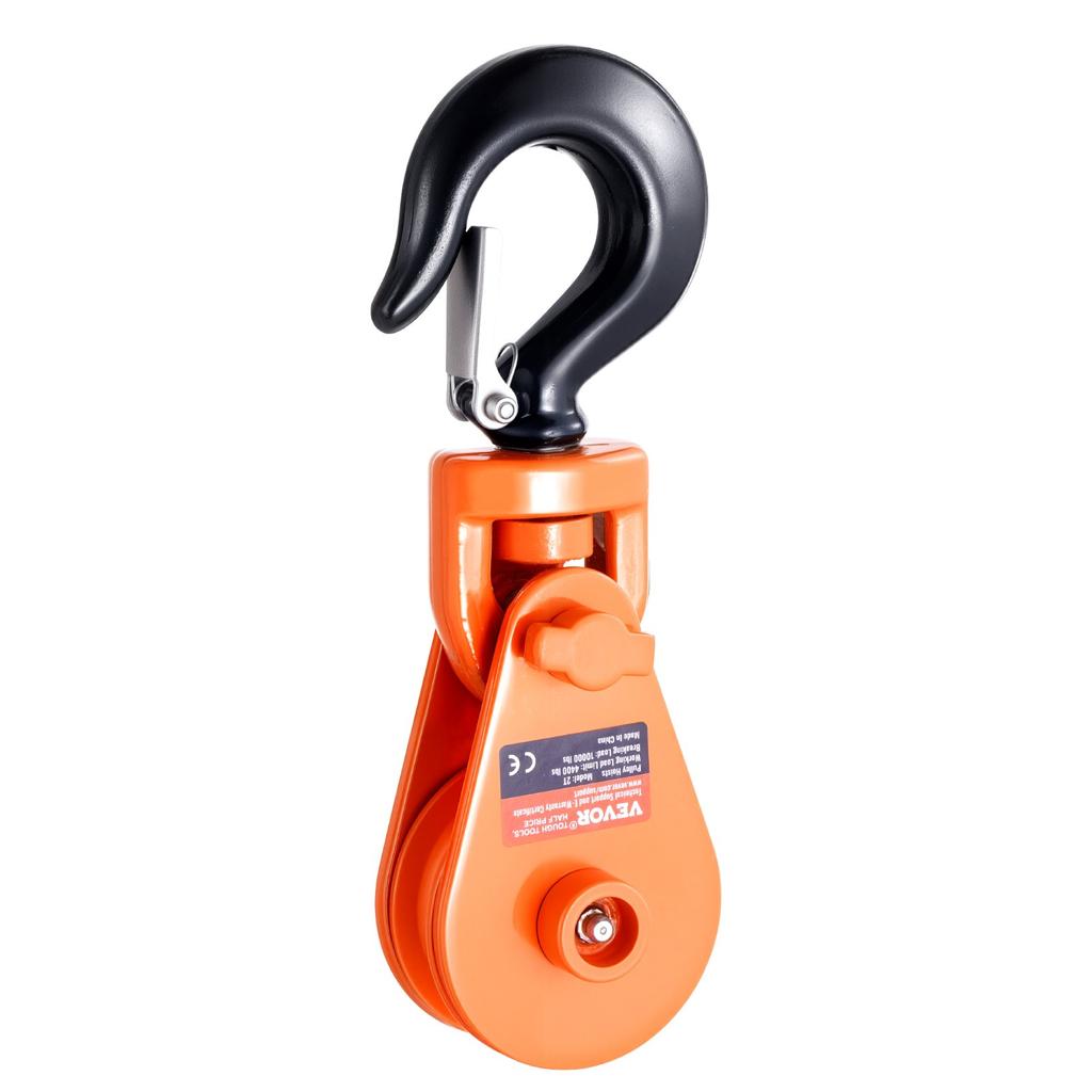 VEVOR 2 Ton Snatch Block with Swivel Hook, 3" Sheave 3/8" Inch Wire Rope