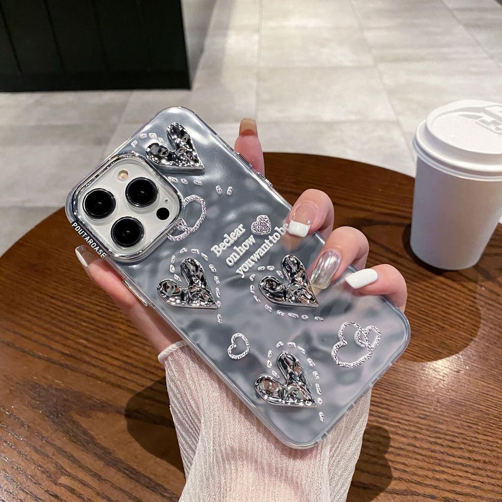 Apple 13pro Water Ripples 14 Three-dimensional Love 12 High End IPhone 15 Mobile Phone Case