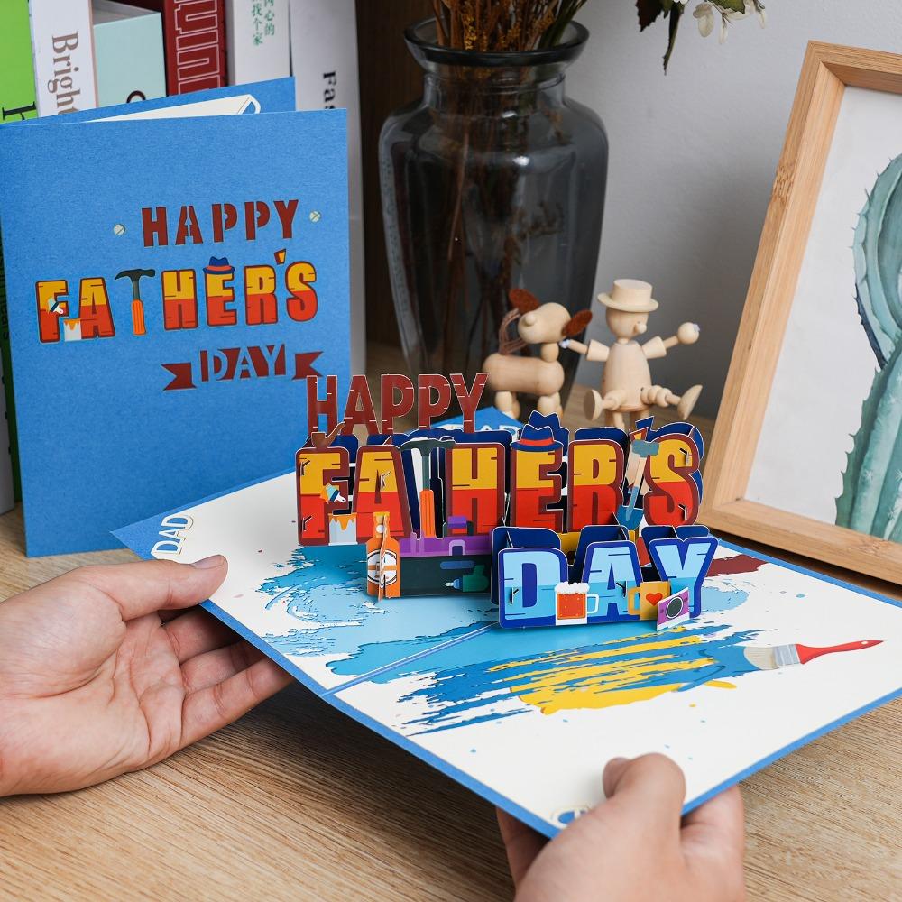 Birthday With Envelope Pop-Up Greeting Card 3D Stereo Happy Fathers Day Card Handmade Gift