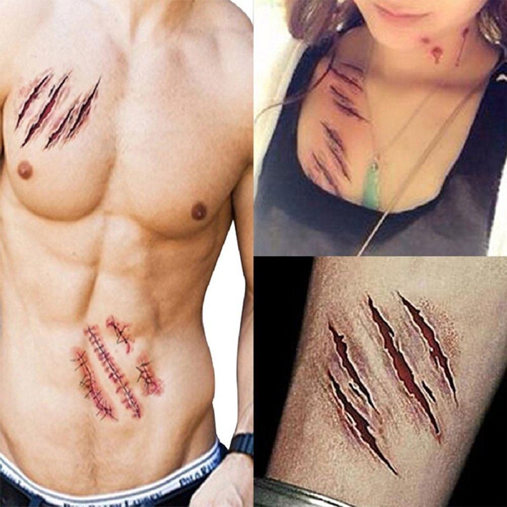 Party Waterproof Body Art Horror Scar Temporary Tattoos Halloween Tattoo Stickers Fake Tattoo