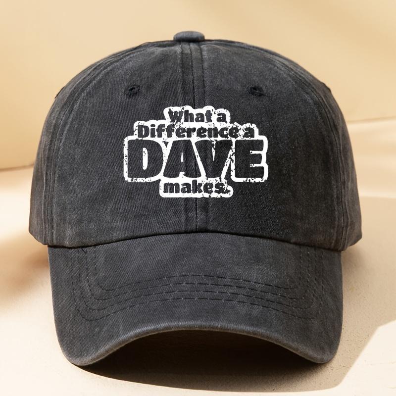 DAVE Letter Print Baseball Cap Unisex Outdoor Fashionable Versatile Trendy European and American Minimalist Style Peaked Cap