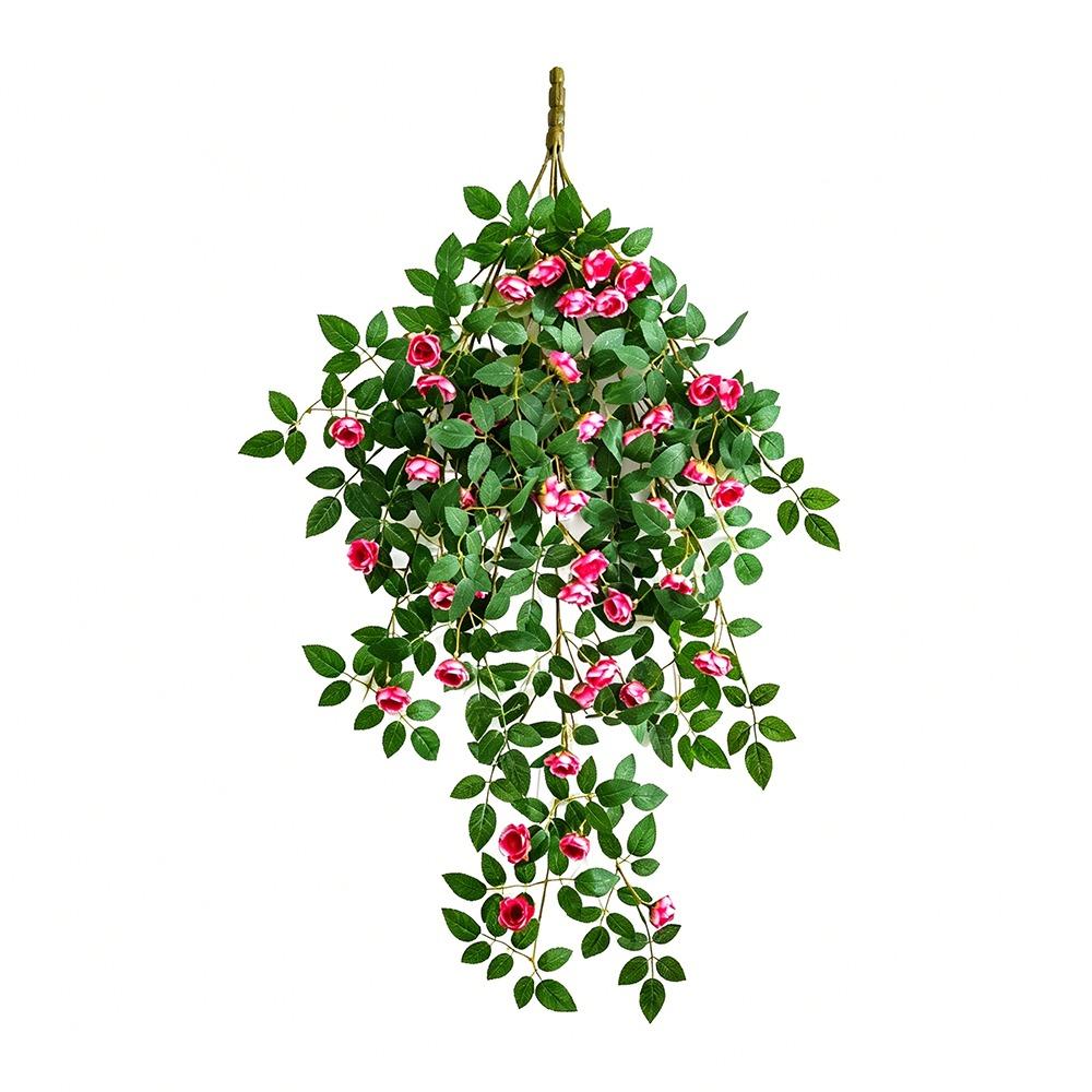 

Rose Vine Artificial Rose Vine Green Plant DIY Decoration Hanging Flower Hanging Wall Artificial Vines Wedding Decoration темно-розовый