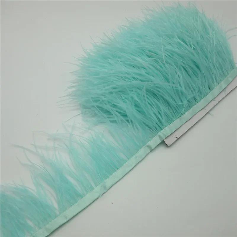 Feather1Meter Fluffy White Ostrich Feathers Trim Fringe 8-10cm Feather Ribbon for Wedding Party Sewing Dress Clothing Decoration Crafts