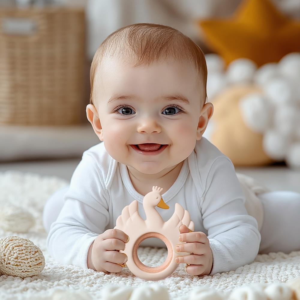 New Style 1Pc Silicone Teether Food Grade Baby 0-12 Toys Swan Teething Rings Sensory Toys For Toddlers Silicone Montessori Toys