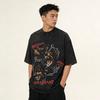 American High Street Retro Men'S Clothing Bottom Top Doberman Doberman Digital Direct Injection Printing Washing Water Short Sleeve T-Shirt Men