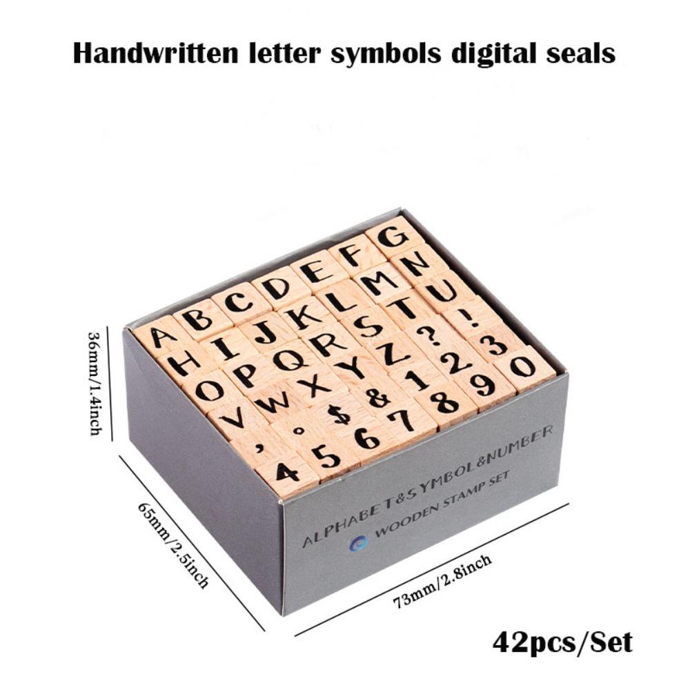 42Pcs/Set Lightweight Mini Stamp Numbers Seals Wooden Multipurpose Letters Seals Clear Carving Geometric Figures Seals