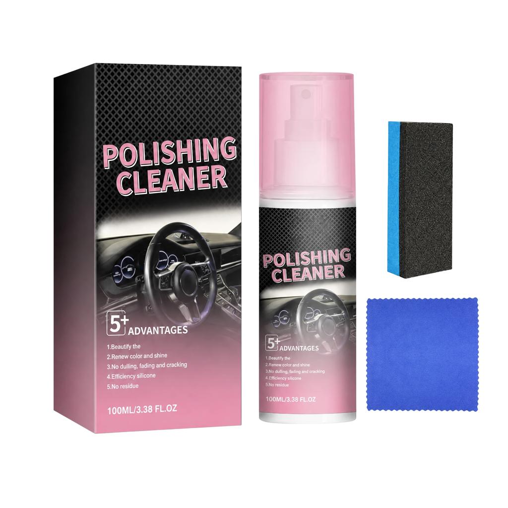 Car Interior Multi Purpose Cleaner Stain Remover With Brush Tool Lemon Scent Gentle Formula for Seats Dashboard Carpets Interior Care