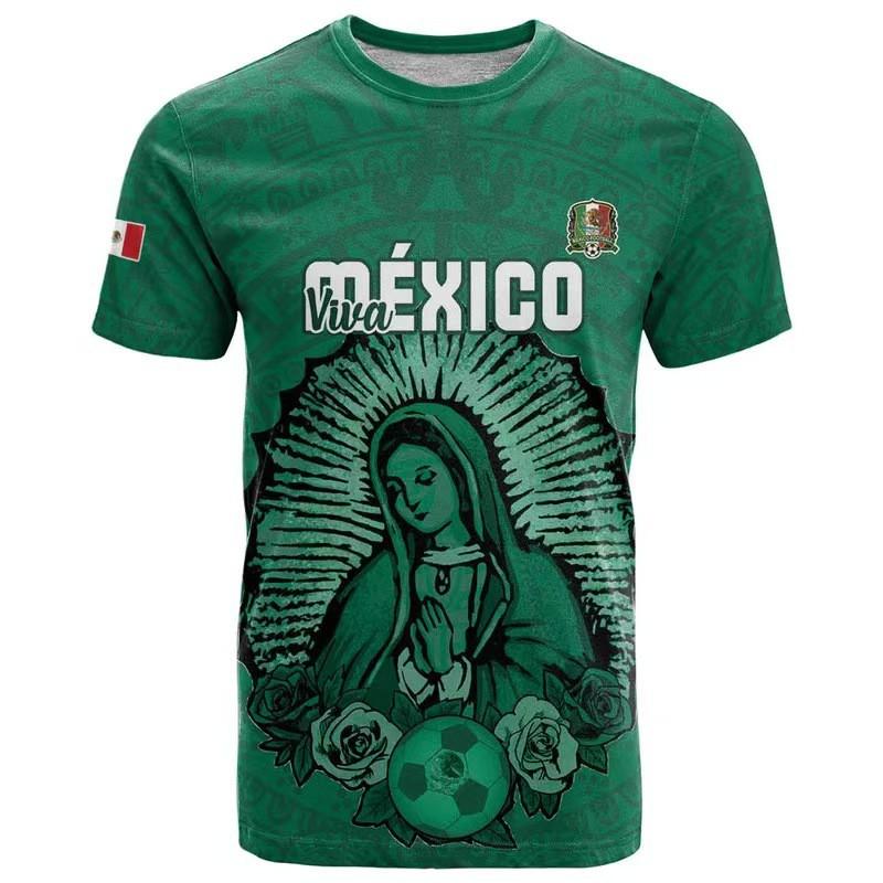 Mens Loose Fit 3D Print Soccer Fan T-Shirt USA Canada Mexico World Cup Support Tee Sportswear