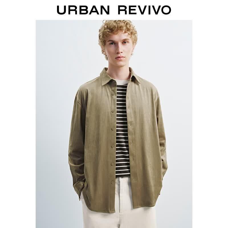UR2025 Men's Loose Fit Long-Sleeve Button-Front Shirt