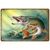 Metal Poster Pike Fish Art Fishing Store Wall Decor 20x30cm 2D Flat Metal Sign