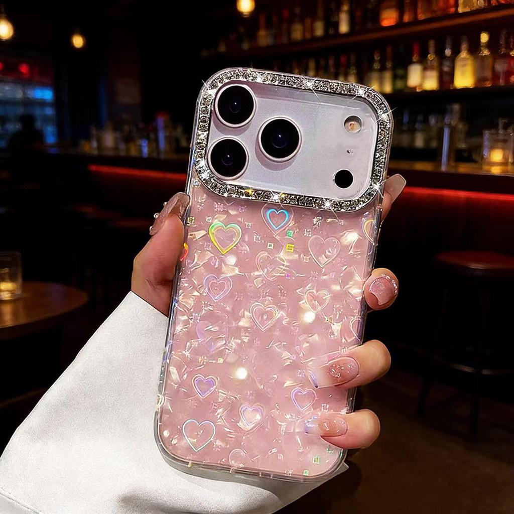 3D Rhinestone Heart Shell Case for iPhone 17 Pro Max/16/15/14/13