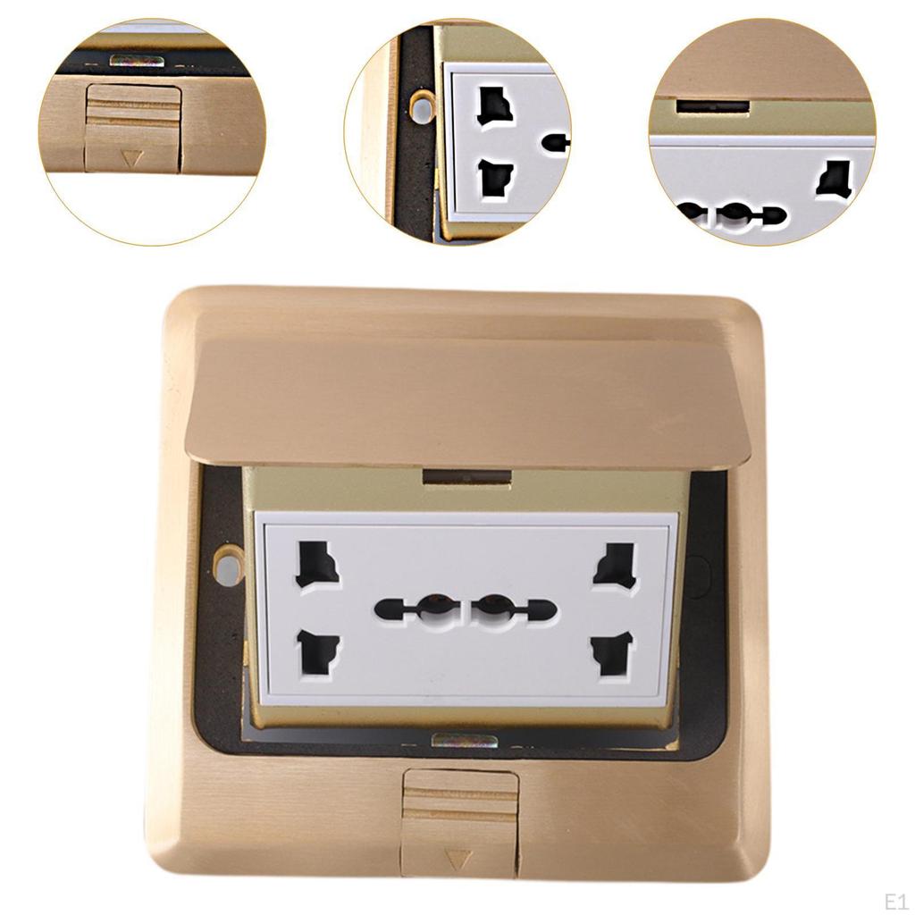 Floor Box Electrical Outlet Kit Household Copper Home Office Charging Station Countertop Tamper