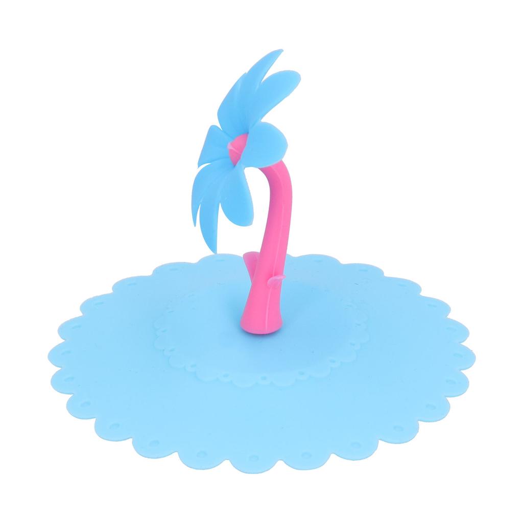 Silicone Lid Dustproof Hot and Cold Beverage Cup Cover with Flower Shape Handle for Kitchen Home