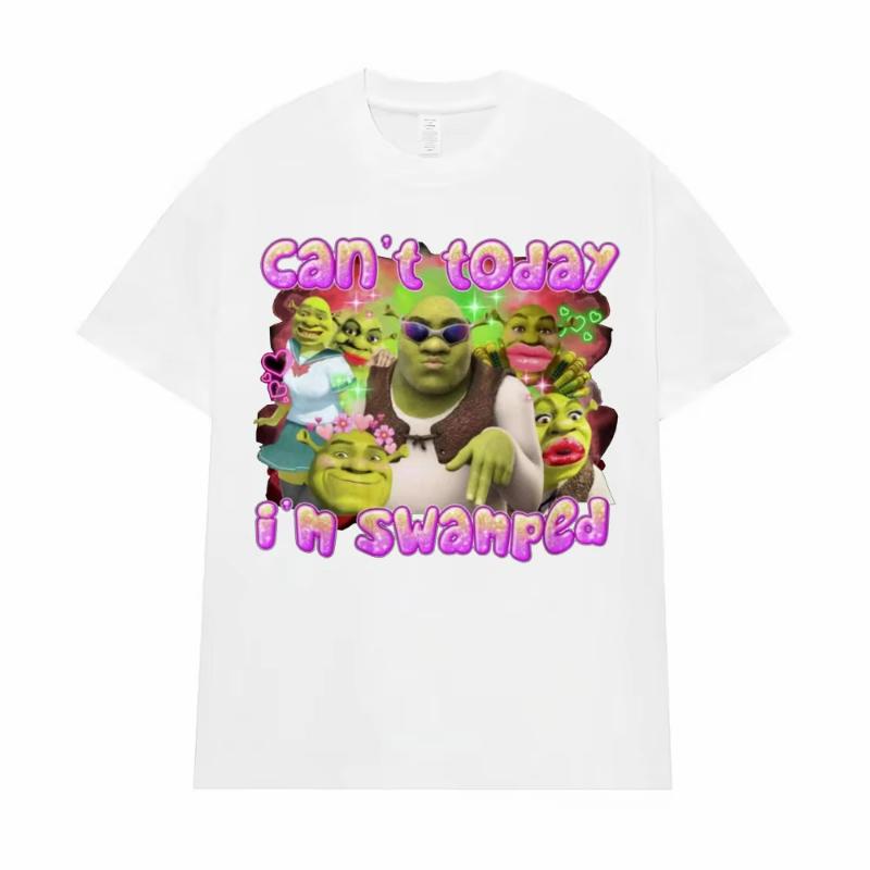 Kann heute nicht, ich bin überhäuft Lustiges Shrek Meme T-Shirt Damenbekleidung Modetrend Hip Hop Hohe Qualität Sommer Freizeit T-Shirts Unisex