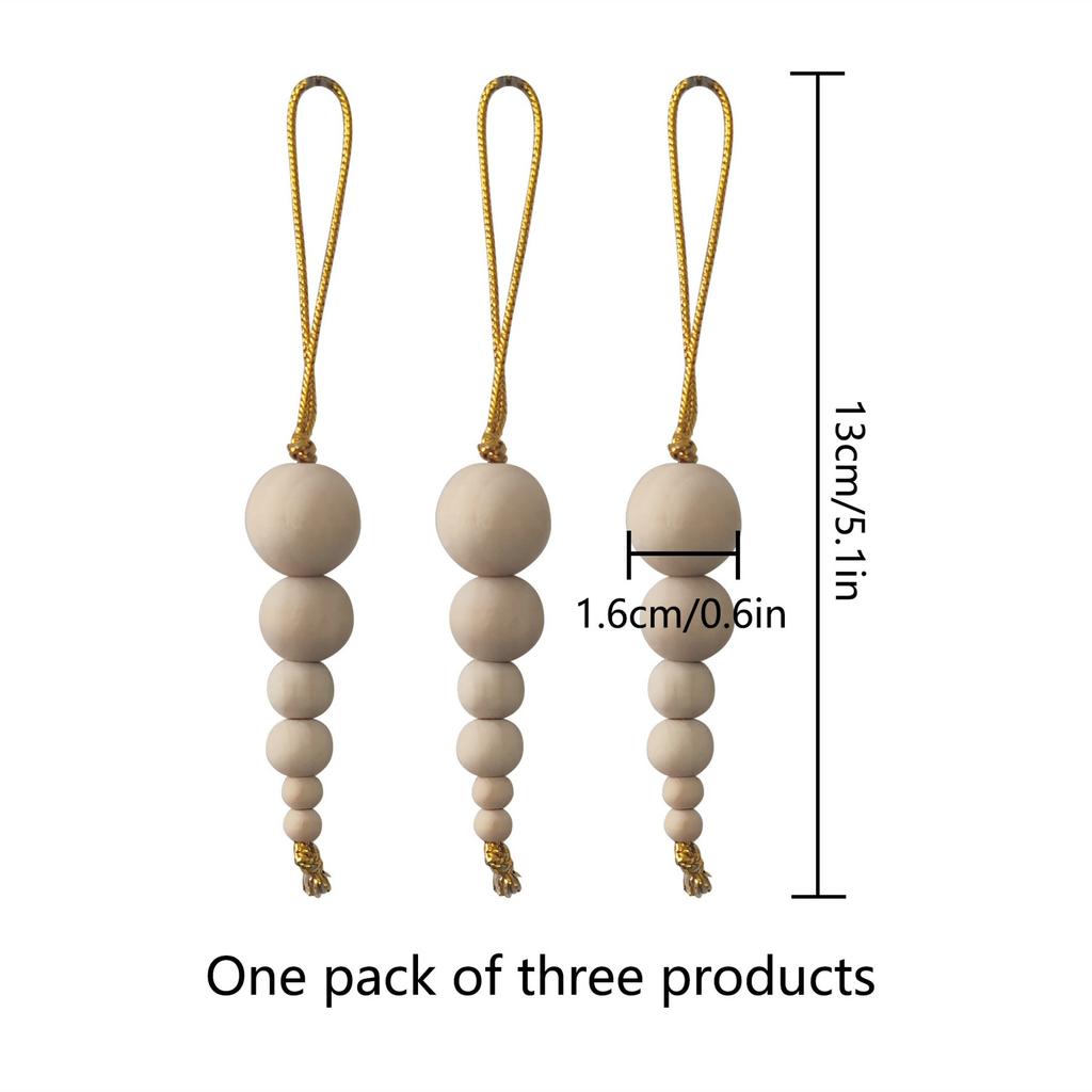 3pcs Xmas Tree Hanging Ornaments Wooden Beads String Pendants Christmas Decorations Party New Year Home Decor Christmas Gifts