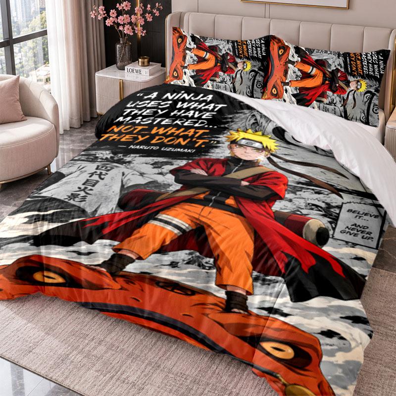 Naruto 3Pcs Bedding Set Duvet Cover With Two Pillowcases For Bedroom Home Decoration