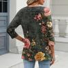 Women's Fashion Casual Three-quarter Sleeve Raglan Sleeve Vintage Floral Print V-Neck Top