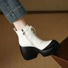 Fashion 2025 NEW Autumn Women Boots Women Shoes Round Toe Chunky Heel Boots for Women Motorcycle Platform Boots high heels